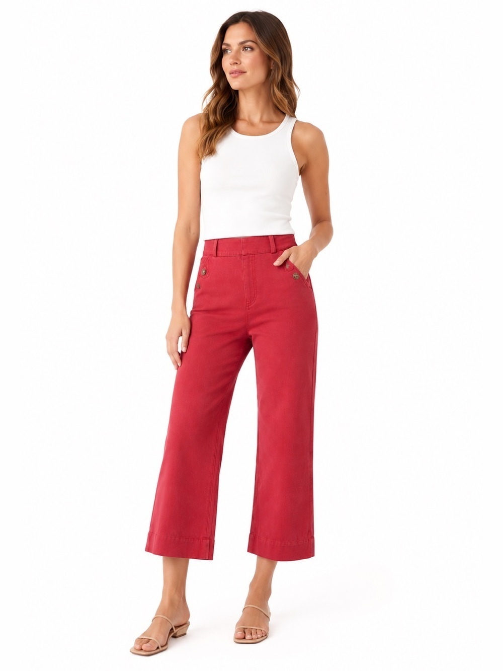 SPANX Wild Rose Stretch Twill Wide Leg Pants S NWT